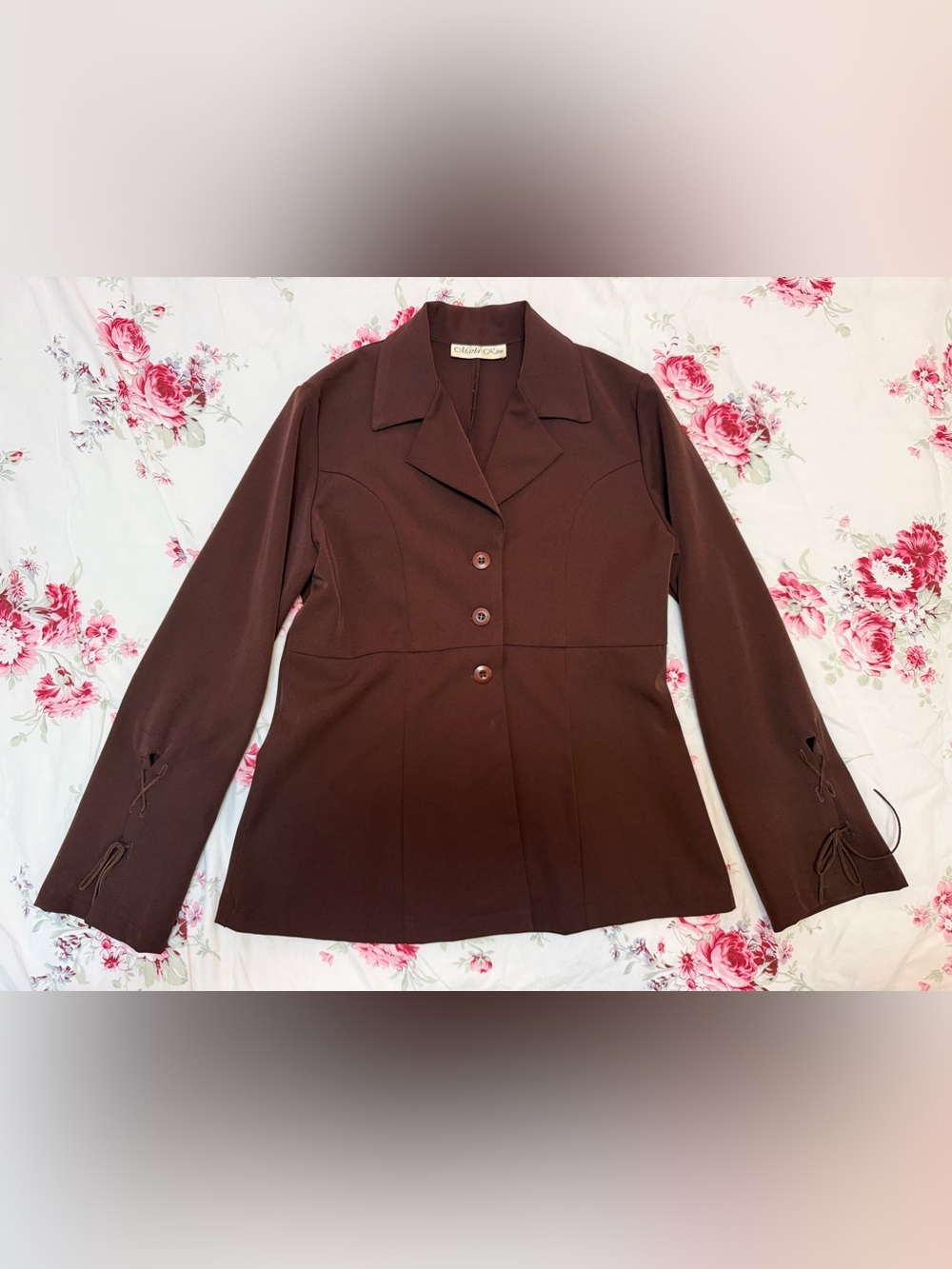 Marla Kim Brown Button Front Blazer Jacket